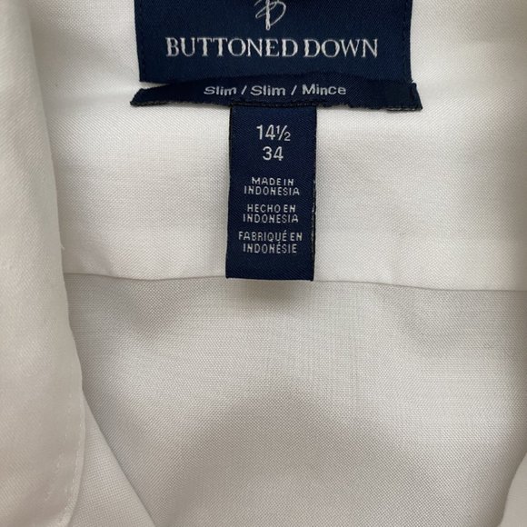 White Buttoned Down men's dress shirt size slim 14.5 / 34 - Picture 5 of 9